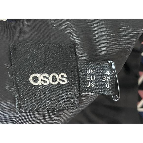 ASOS Size 0 Strapless Geometric Print Wide Leg Cropped Jumpsuit Artsy Retro - Picture 6 of 7